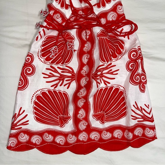 Farm Rio White Ainika Shell Euroflax™ Premium Linen Mini Dress - Picture 10 of 11